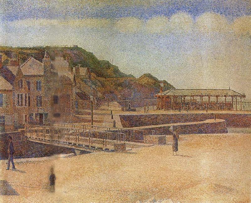 Georges Seurat The Bridge of Port en bessin and Seawall